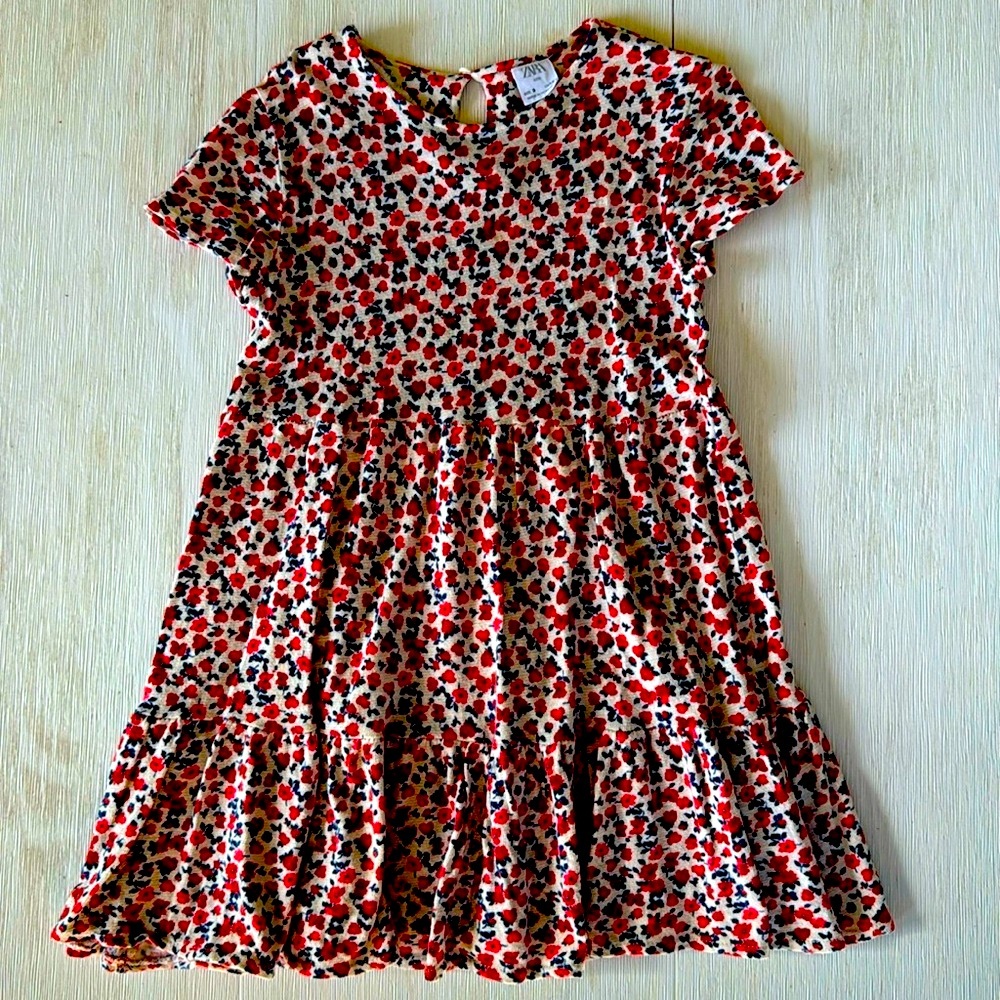 Zara Girls Soft Cotton Floral Dress - Size 9 (134 CM)